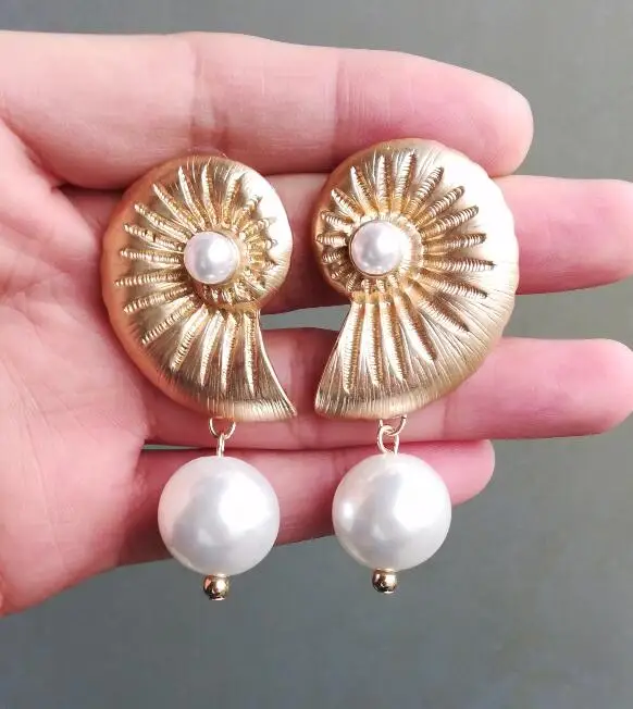 Женские серьги гвоздики с искусственным жемчугом в стиле ретро|Серьги-гвоздики| |