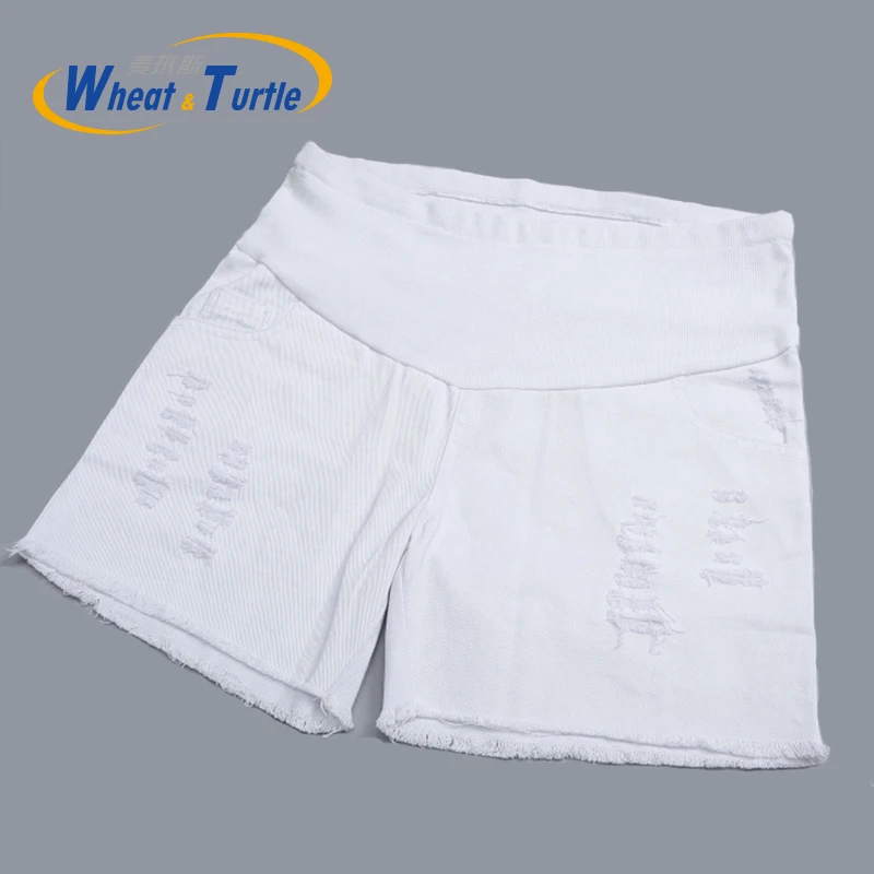 2022 Hot Sale Maternity Summer Short Pants Belly Care Maternity Shorts  Ripped And Pocket Decorated Summer Short Hot Pants
