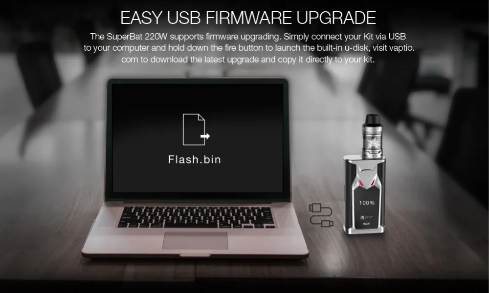 Vaporizer US vape kit VAPTIO супер летучая мышь комплект 220 Вт батареи 18650(исключая) катушки головки 5,0 ом испаритель 2,0/мл электронная сигарета
