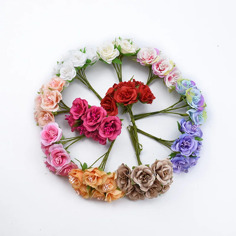 6/18 шт. шелковые розы с тычинками вазы для домашнего декора свадебные