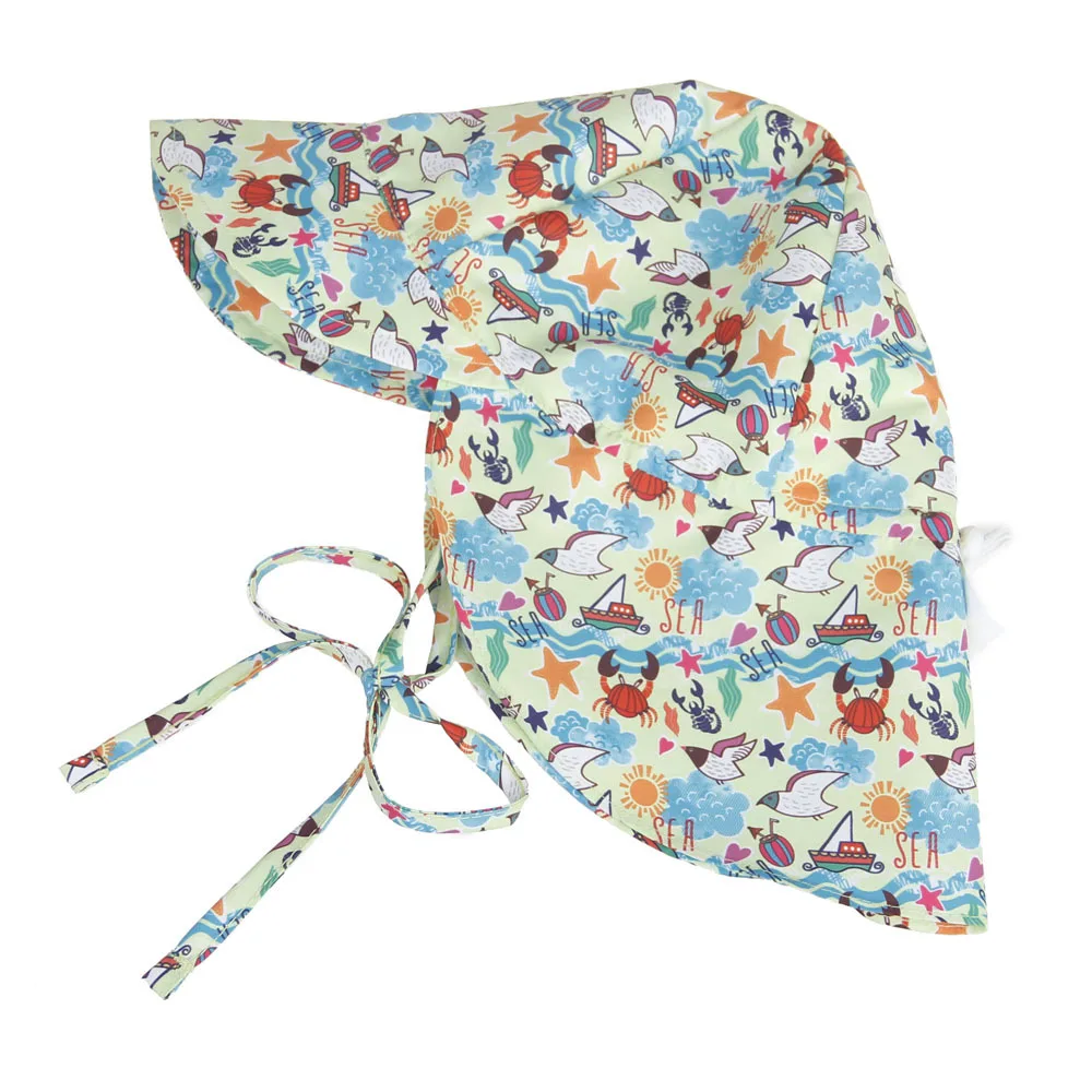 

2020 Fashion Cartoon Printed Neck Guard Baby Sun Hat Outdoor Outing Seaside Sun-resistant Children's Bucket Casual Hat Quick-Dry