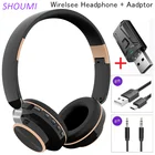 Беспроводные Bluetooth-наушники с объемным 3D звуком, USB-адаптер для телевизора, стереогарнитура, складной шлем с микрофоном для ТВ, ПК, музыки