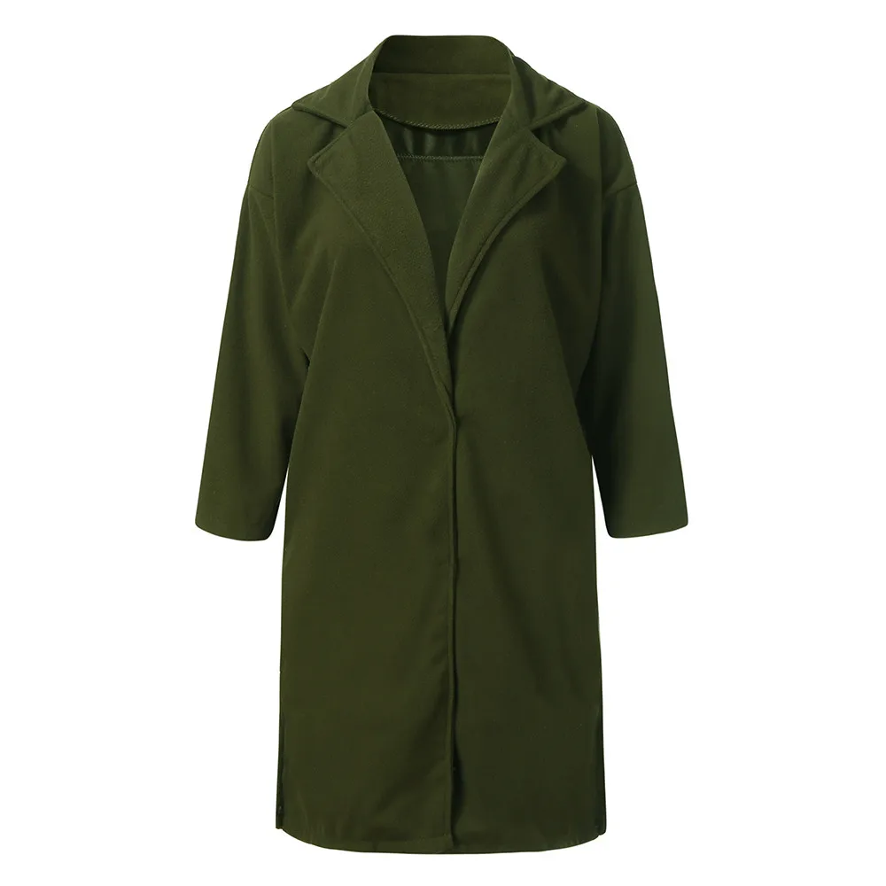 Женское повседневное длинное шерстяное пальто однотонный Пушистый Теплый