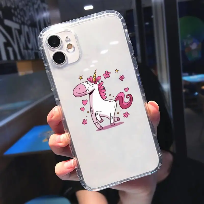 

unicorn Cute rainbow cartoon Phone Case Transparent soft For iphone 5 5s 5c se 6 6s 7 8 11 12 plus mini x xs xr pro max