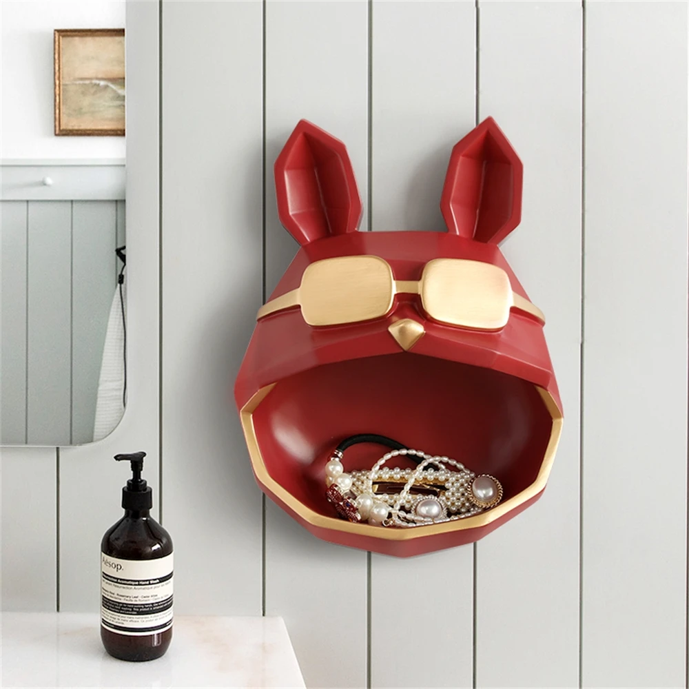 

Storage Box For Key Resin Art Hand Made Cool Dog Pearls Jewels Ornament On Wall Décor Anime Statues Office Home Decoration L1