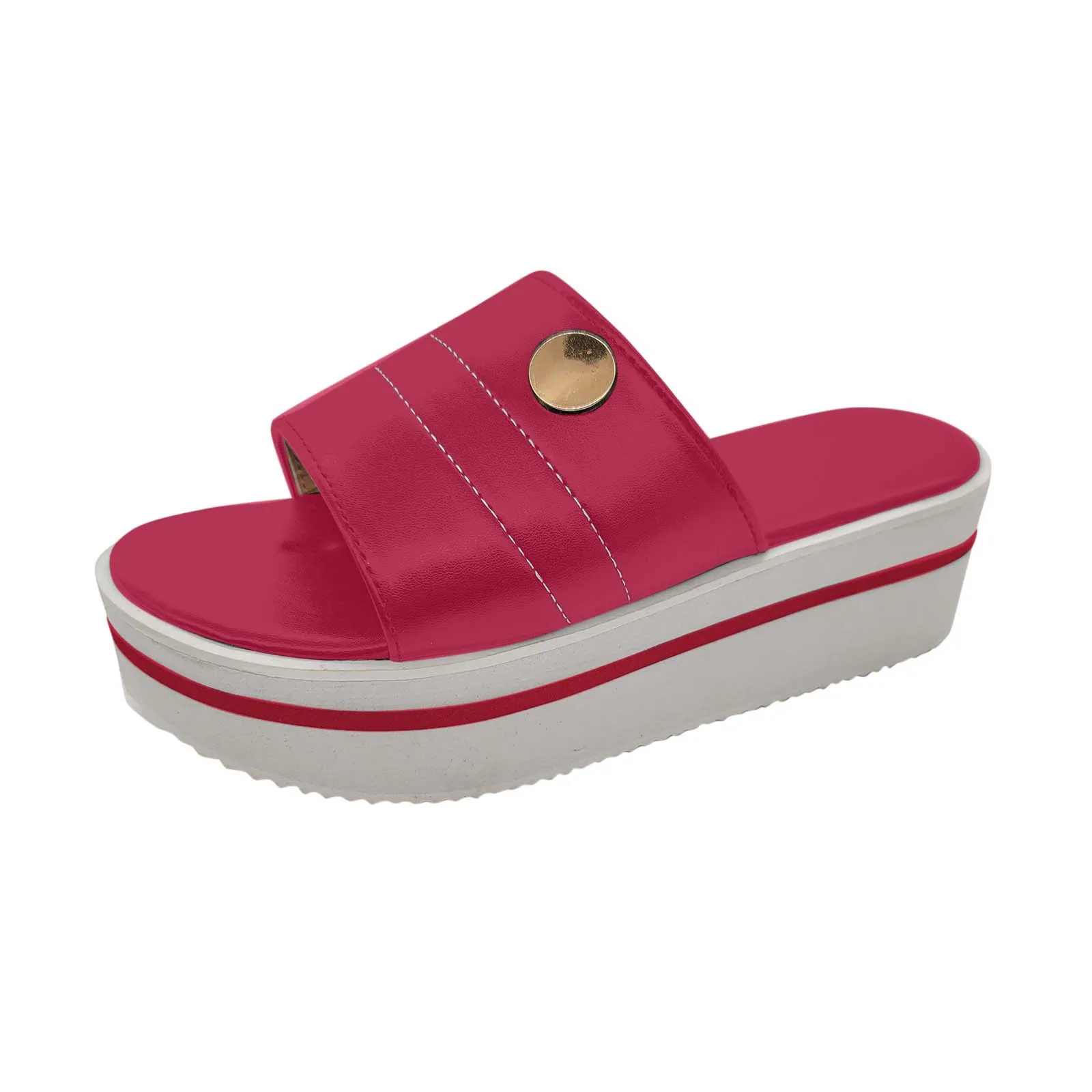 

2021 Summer Fashion Women's Casual Thick-Soled Fish Mouth Solid Color Sandals And Slippers Chaussure Femme