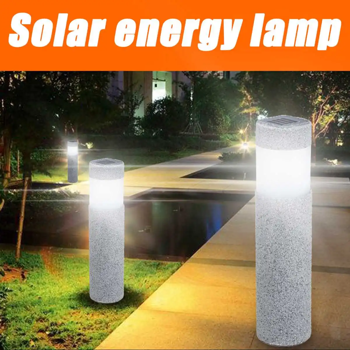 

Outdoor Solar Powered LED Path Light Lawn Lamp Solar Garden Light Stone Pillar Court Yard Light Waterproof Landscape Lighting