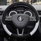 Кожа DERMAY 100% для Skoda fabia 1, 2, octavia 1, 2, 3, A3, A5, yeti, roomster, превосходные автомобильные аксессуары, чехол рулевого колеса автомобиля