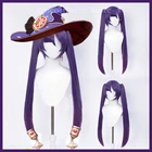 Парик Genshin Impact Mona для косплея, фиолетовые длинные прямые Конские хвосты, челка, термостойкие волосы для взрослых, для ролевых игр на Хэллоуин