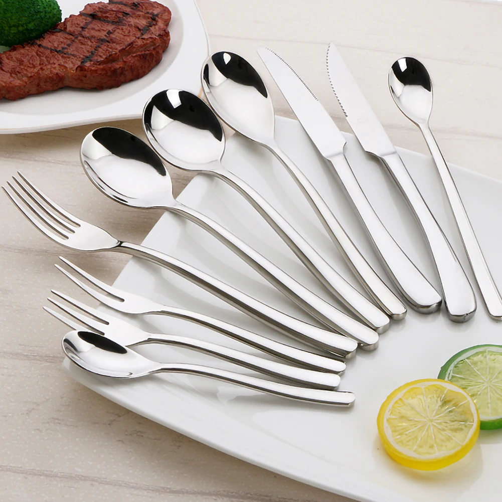 

Stainless Steel Dinnerware Silverware Flatware Set Dinner Knife Fork Spoon