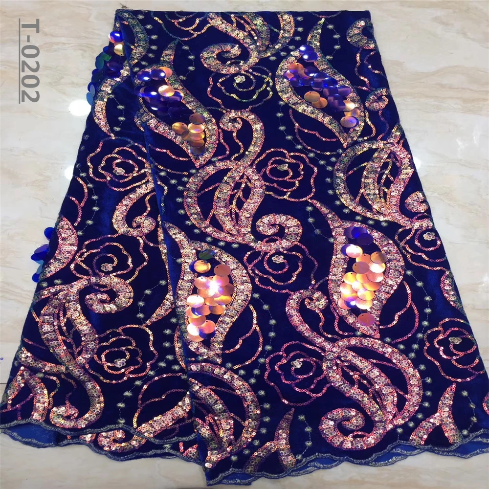 Африканская бархатная кружевная ткань с 3d блестками французская