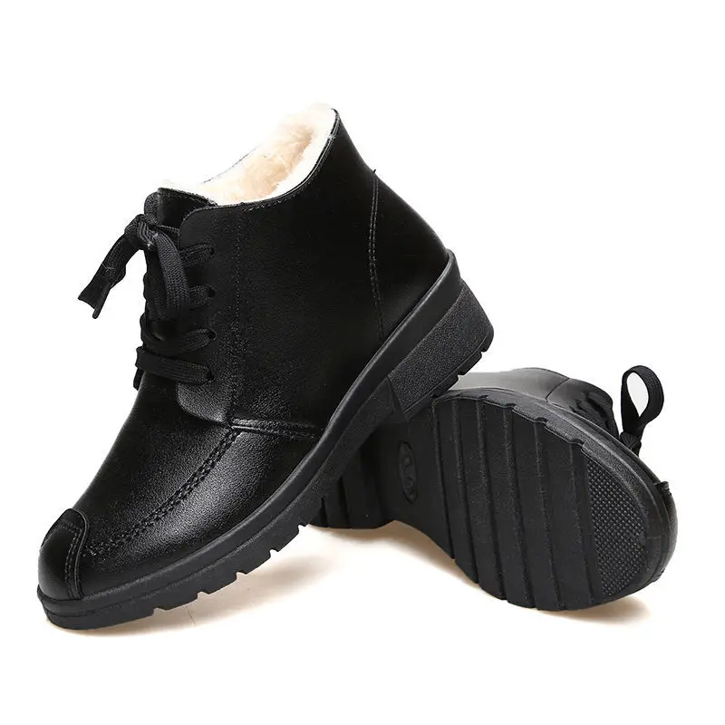 Женские высокие ботильоны на платформе Повседневная Теплая обувь танкетке для