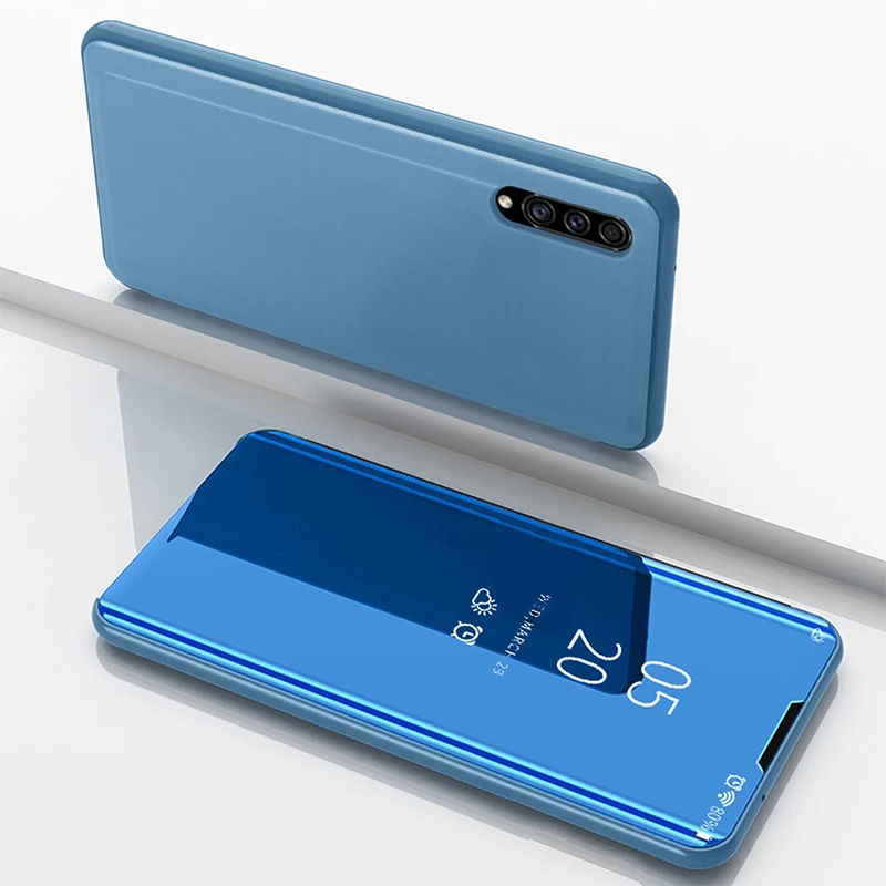 Blue Умный зеркальный чехол-книжка для samsung Galaxy A10E A2 A20E A40 A50 A6S A60 A70 A8S A80 A90 A3 A5 A7 A9 Pro A5 A6 A8 плюс крышка - Цвет: Blue