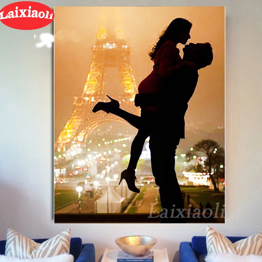 

Новинка, алмазная вышивка, мозаика, Париж, романтическая пара, алмазные картины, полная квадратная, круглая вышивка крестиком Стразы картин...