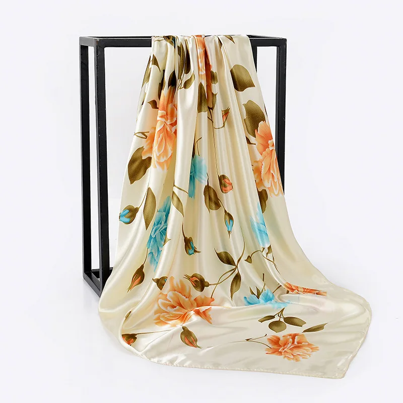 Шелковый атласный шарф-платок для женщин модные шелковые шарфы классические