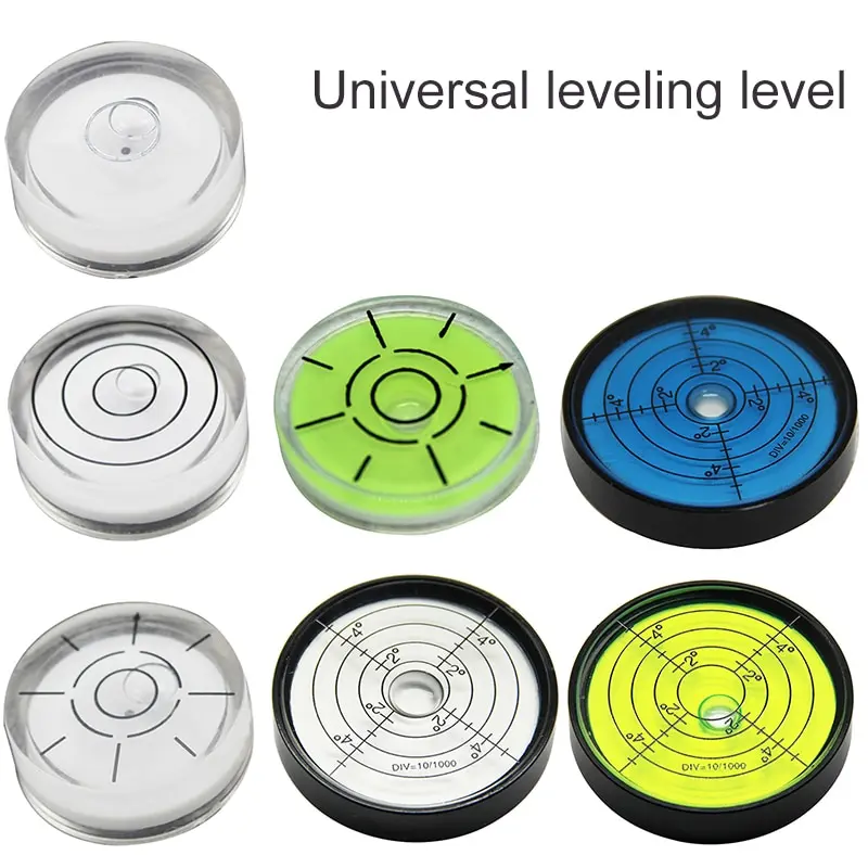 

Round Colorful Bubble Spirit Level Circular Mini Horizontal Cardan Level Inclinometer for Telescope Tripod Turntable Measuring