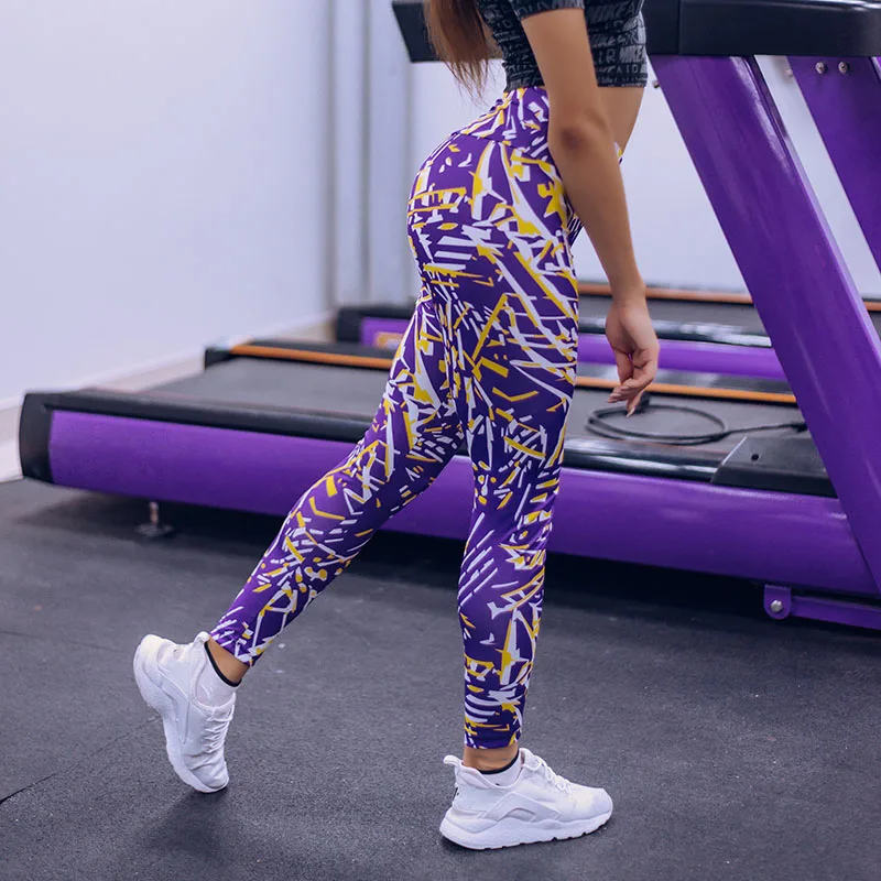 2 цвета Леггинсы пуш-ап женские полосатые брюки с принтом леггинсы Femme высокая