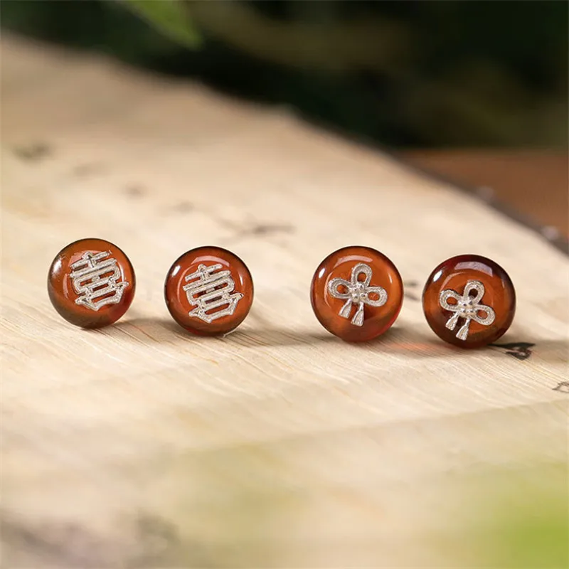 

Uglyless Nature Jade Garnet Buttons Stud Earrings for Women Thai Silver Earrings 925 Silver Earrings Studs Ethnic Brincos Bijoux