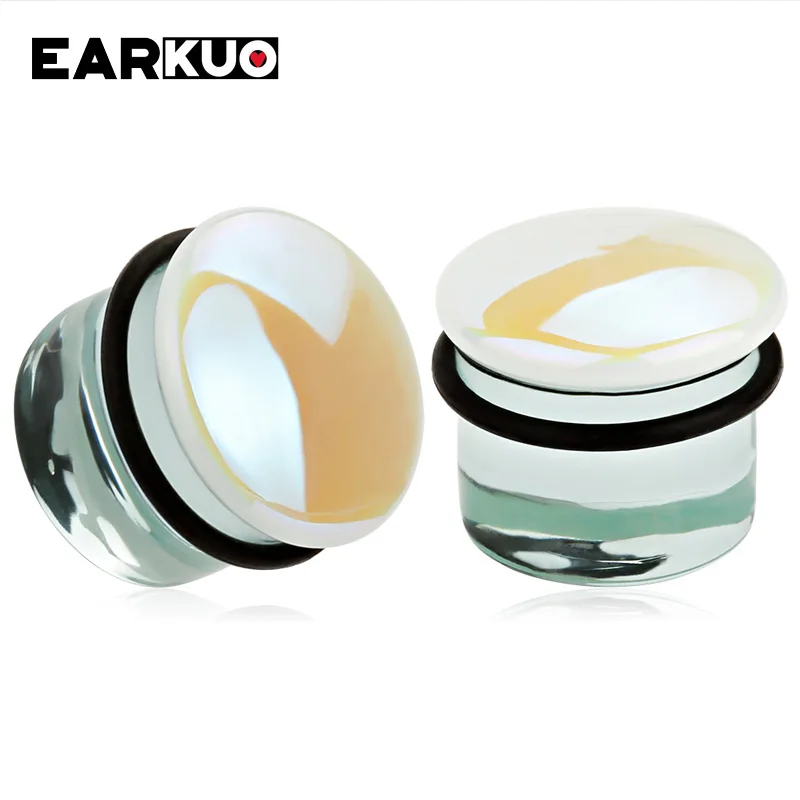 EARKUO Best Quality Glass Cute Car Stone Ear Plugs Gauges Fashion Piercing Body Jewelry Earring Tunnels Stretchers 6-16mm 2PCS images - 6