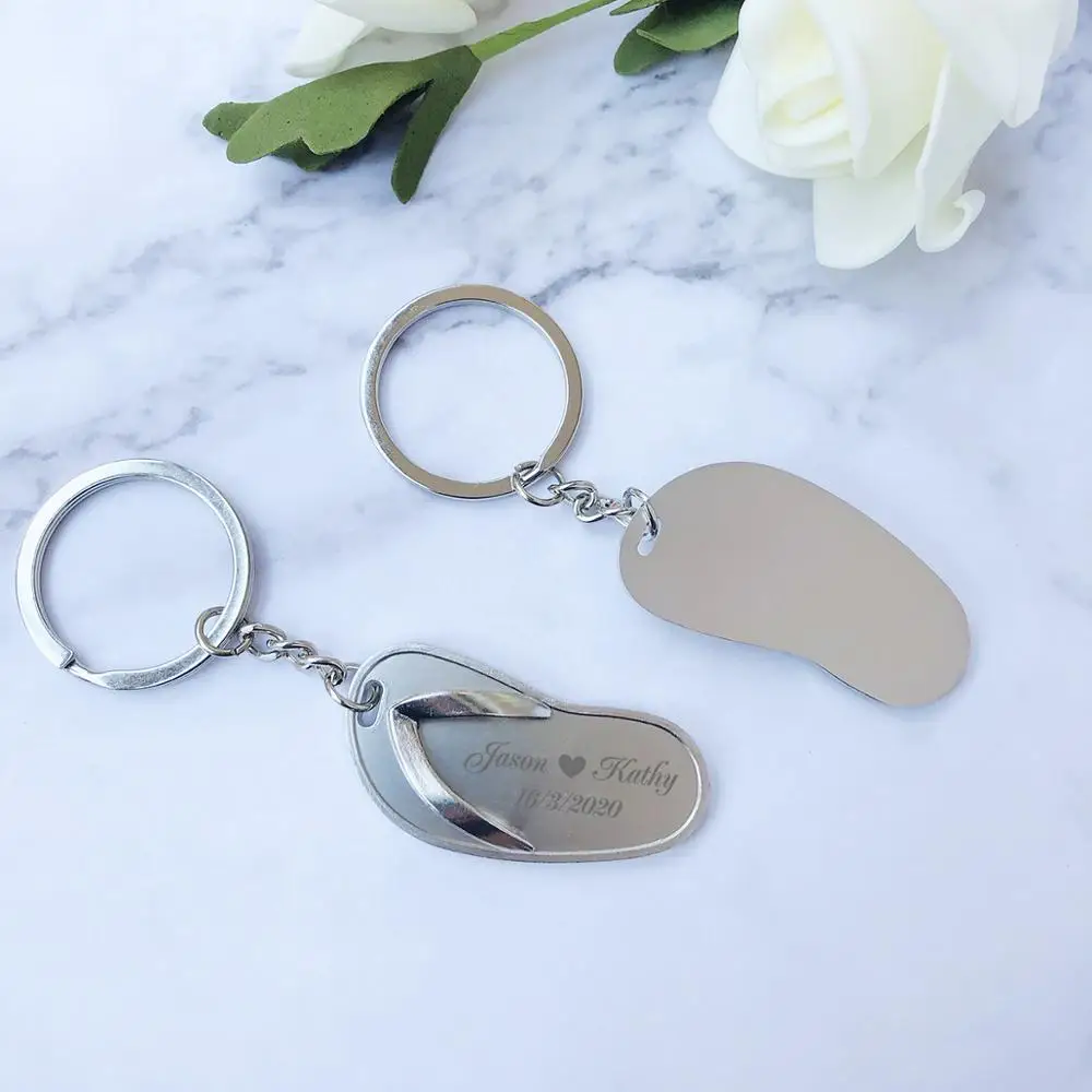Персонализированный свадебный брелок с гравировкой мини-флип-флоп