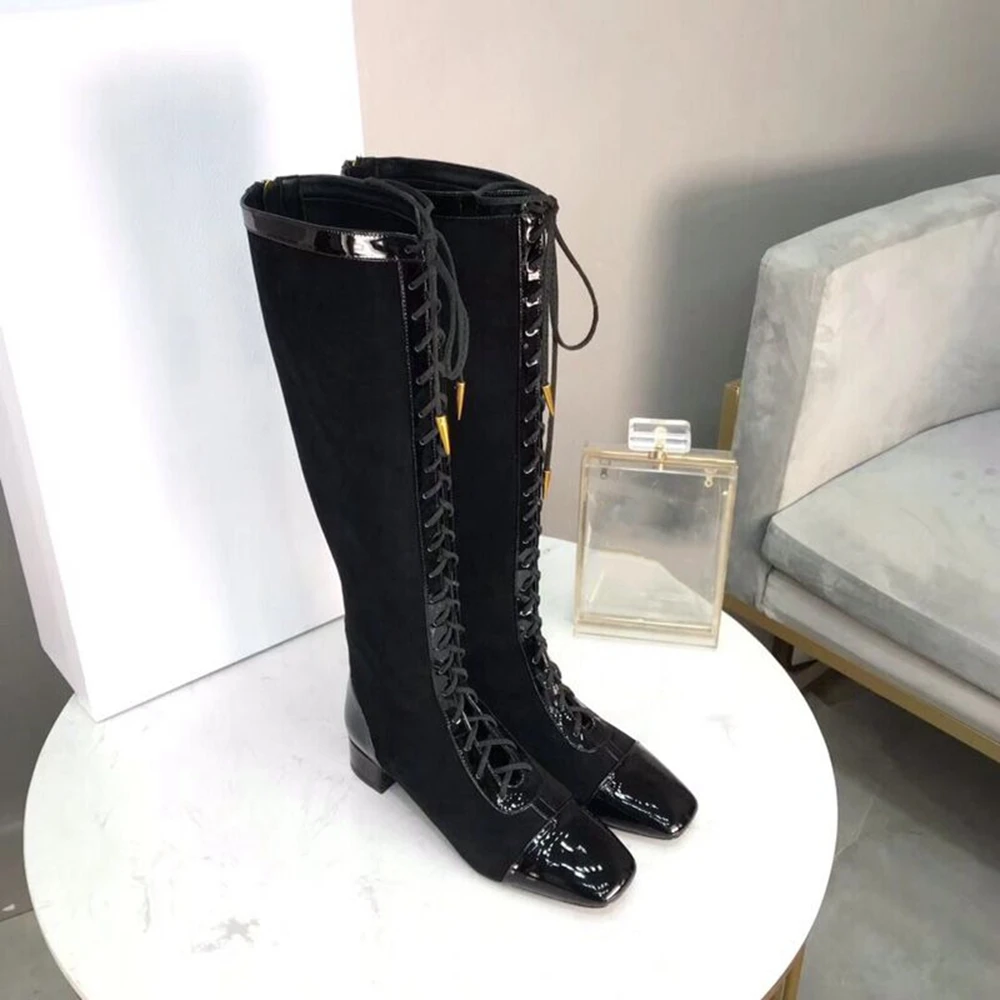 Junetxin/фирменные дизайнерские ботинки из натуральной кожи с квадратным носком и