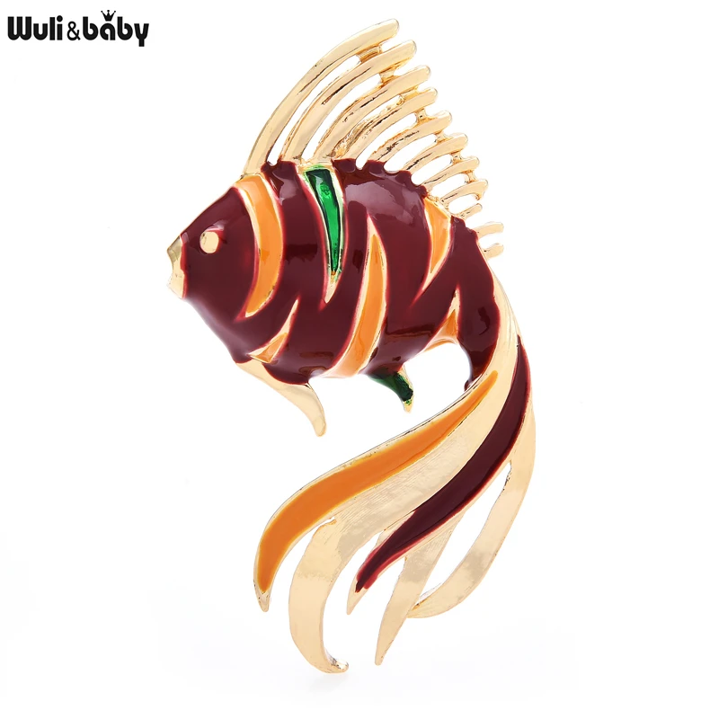 

Wuli&baby Enamel Long Tail Fish Brooch Pins For Women Men 2-color Classic Sea Water Animal Party Casual Brooch Pin Gifts