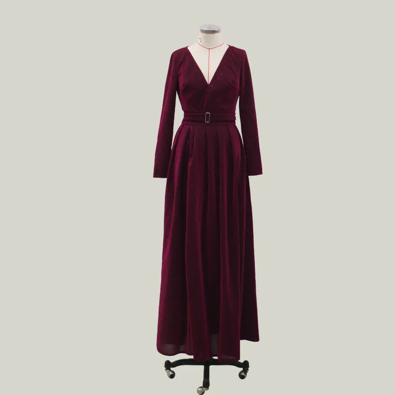 

Evening Dresses A Line 2020 With For Women Wine Red Long Sleeve Formal Prom Night Dress Sexy China Plus Size