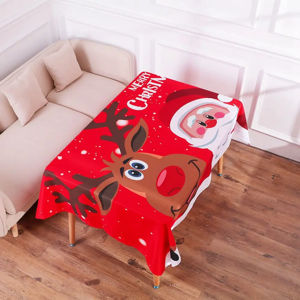 2019 Рождество скатерти Водонепроницаемый маслостойкая Ткань Скатерть мультфильм