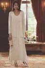 Элегантное платье для матери невесты длиной до щиколотки, с жакетом, украшенным бисером, размера плюс для свадебного торжества, свадебное праздничное платье