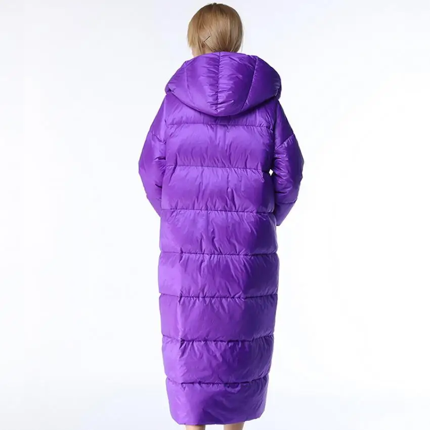 Пуховик женский зимний длиной до щиколотки 122 см с капюшоном | Женская одежда