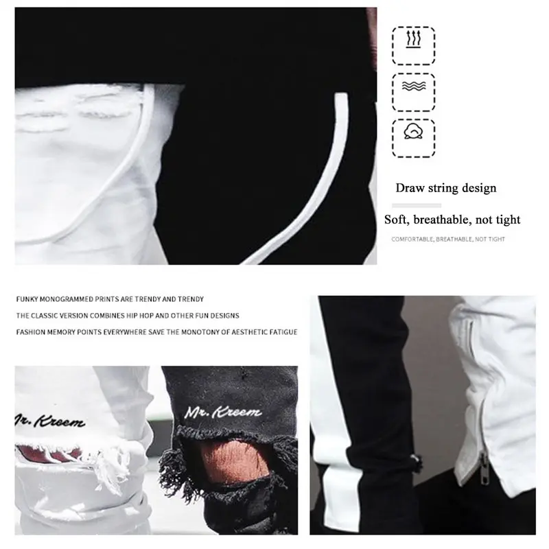 

2020 Men Stylish Ripped Jeans Pants Biker Skinny Slim Straight Frayed Denim Trousers New Fashion Skinny Jeans Men Clothes