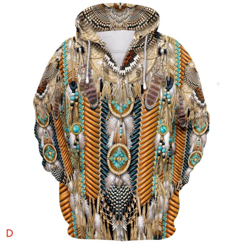 Мужская одежда 2020 Native Indian Новая мода Harajuku 3D Толстовка с капюшоном принтом зимняя