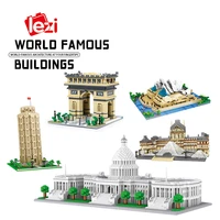 world famous mini micro building blocks street view 3d diy architecture model bricks children toy gift lezi block white house