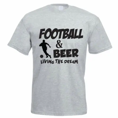 

FOOTBALL & BEER - Funny Footballer Soccer Sport Gift T-Shirt Summer Cotton Short Sleeve O-Neck Men's T Shirt New S-3XL