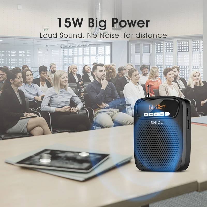 Усилитель голоса SHIDU S278 15 Вт с микрофоном FM-радио AUX портативный Bluetooth-динамик для