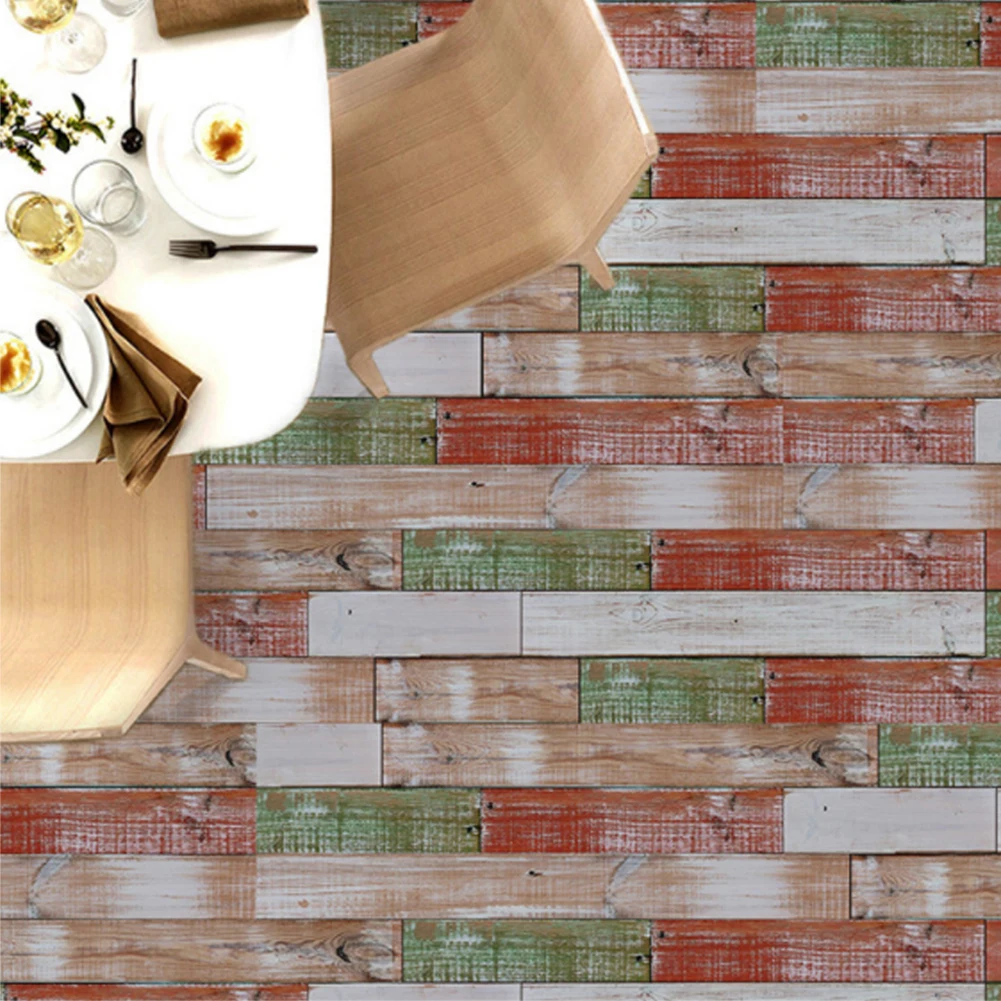 

American Vintage Wood Grain Self Adhesive Wallpaper Floor Wall Decor Sticker PVC Vinyl Film Non-Slip Waterproof 30x300cm