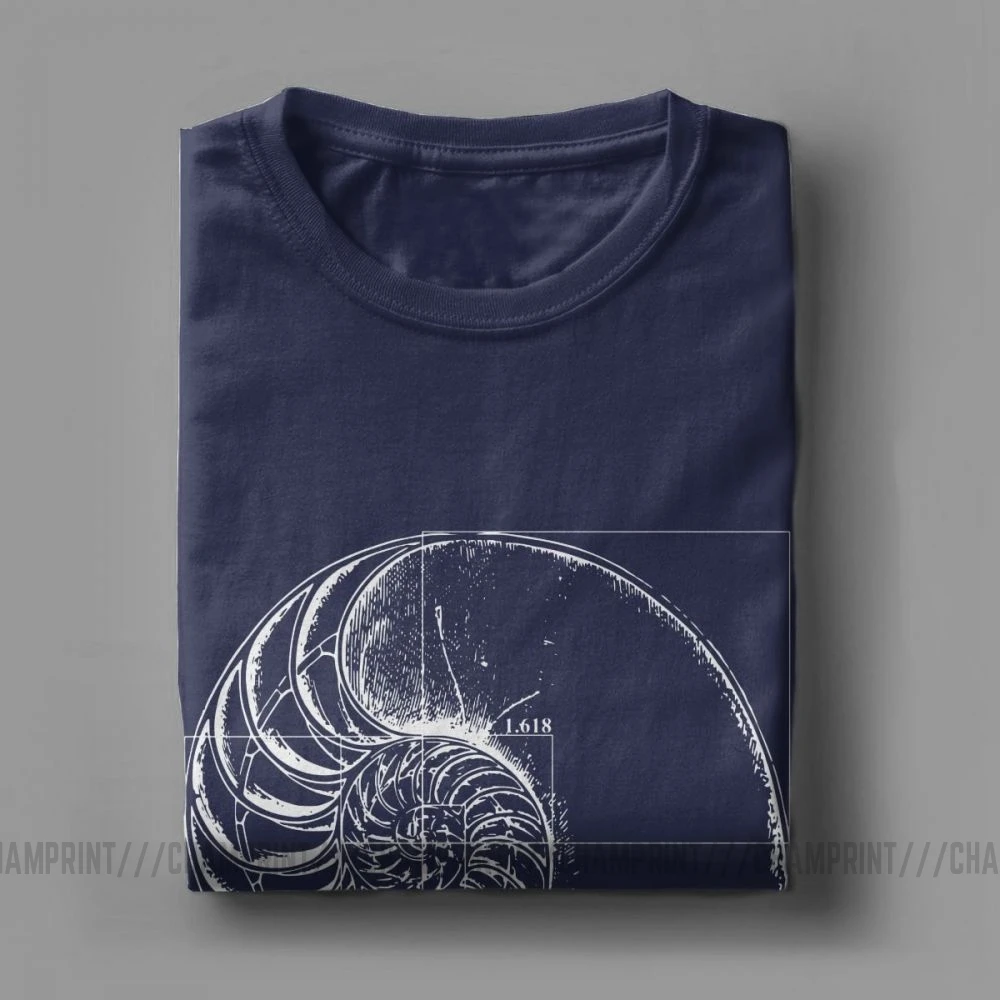 Мужские футболки Fibonacci On A Nautilus Shell повседневные с короткими рукавами