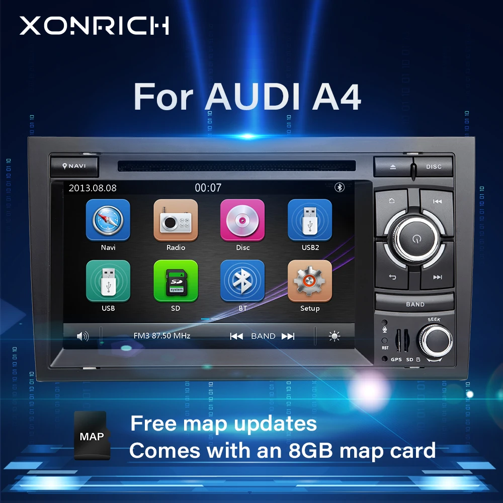 Xonrich Автомобильный мультимедийный плеер 2 Din для Audi A4 B6 B7 S4 RS4 2002 2008 SEAT Exeo 2012 аудио GPS