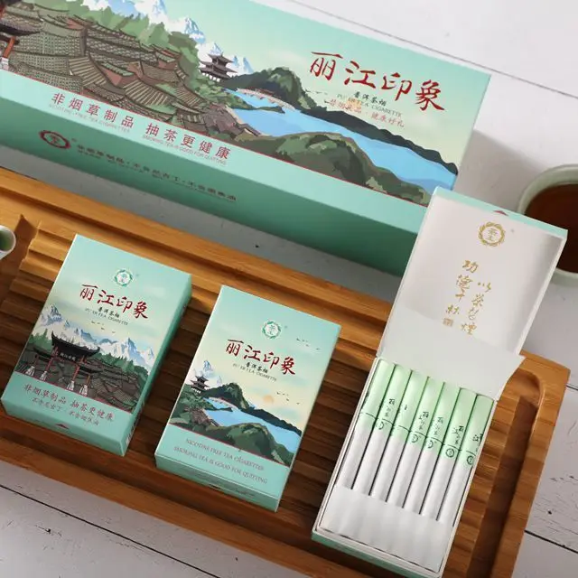 

10 Packs China Puer Tea Smoke, China Dark Tea,with Chrysanthemum,Mint Substitute for Tobacco Herbal Tea Cigarette No Nicotine