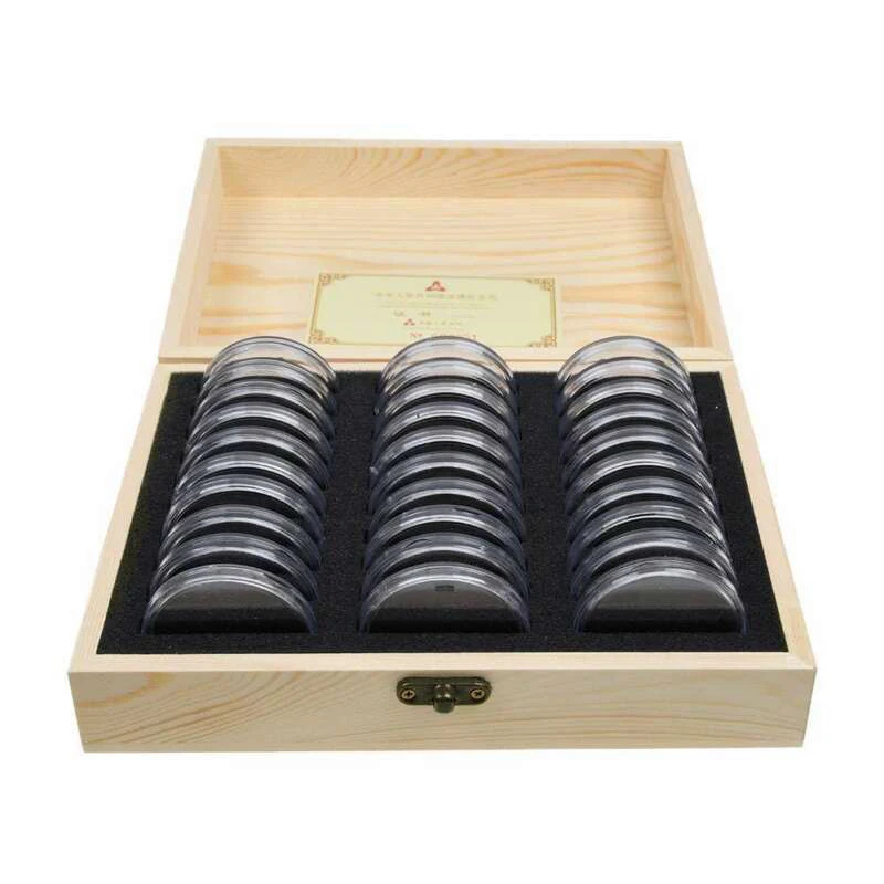 Деревянный ящик для монет коллекция капсула сальник eva хранения Организатор