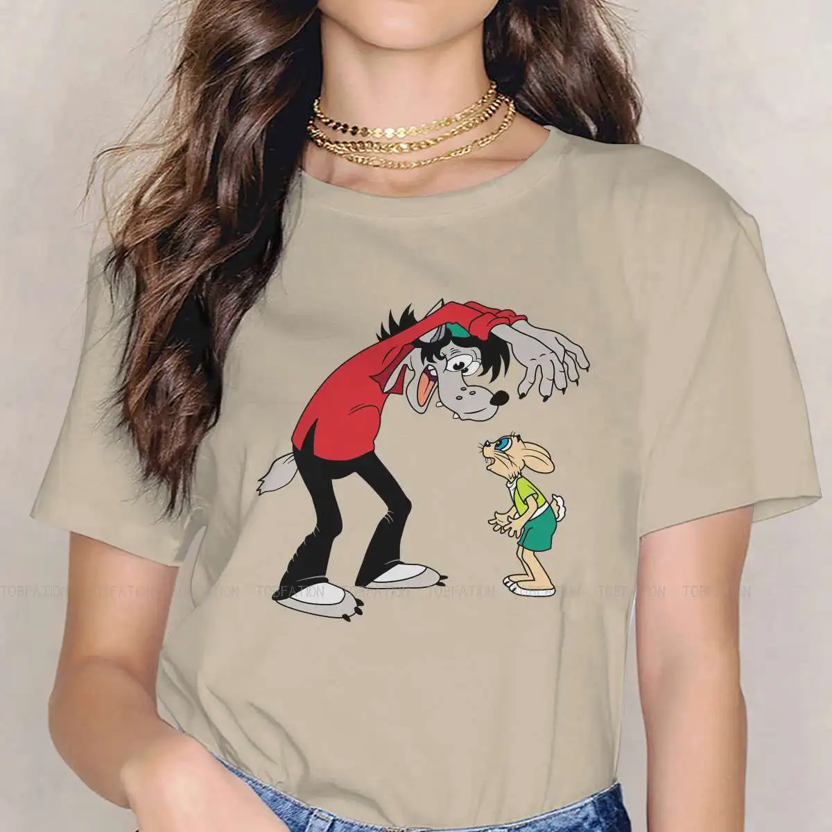

Characters Style TShirt for Girl Nu Pogodi 4XL New Design Graphic T Shirt Short Sleeve Hot Sale