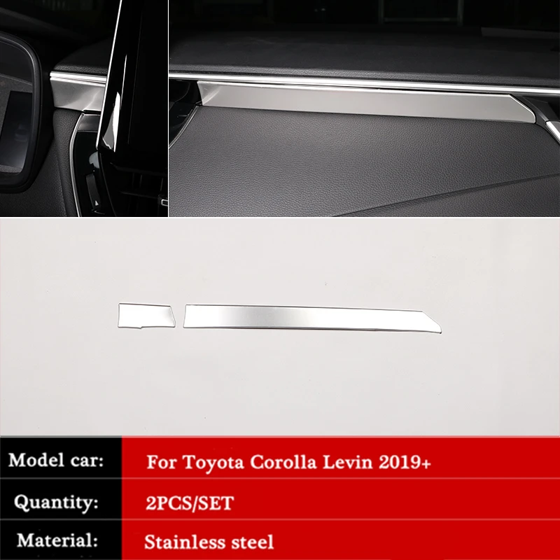

For Toyota Corolla Levin 2019+ Car Dashboard Console Panel Stainless Steel Decoration Strip cover trim 2pcs