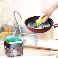kitchen dishwashing brush pot god pressing liquid box sponge wipe combination of automatic liquid cleaning brush