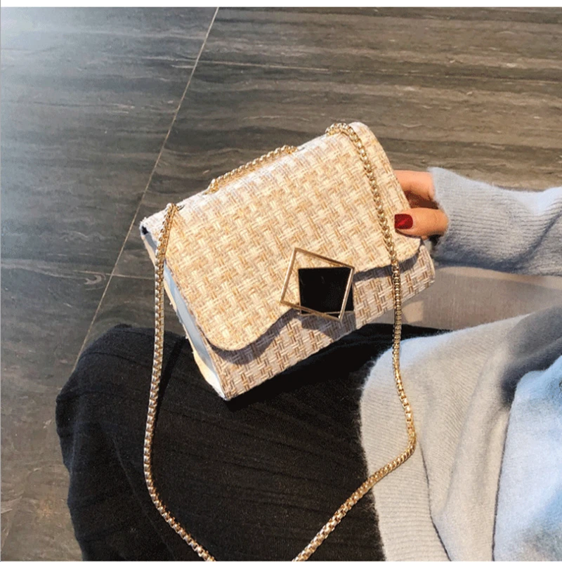 Женская сумка на плечо модная Стеганая с цепочкой кожаная через сумка-мессенджер