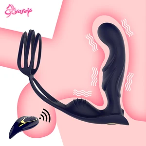 Мужской вибратор-массажер простаты, Анальная пробка, силиконовый массажер, стимулятор, кольцо для задержки эякуляции, секс-игрушки для мужчин игрушка для пар