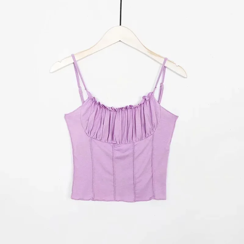 Сексуальный топ на тонких бретелях женские летние плиссированные шорты с рюшами