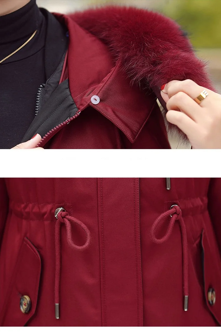 Luxury clothes Down jacket Women winter jacket with fur Large size clothing Elegant Parker jackets White duck down Warm coat 259 enlarge