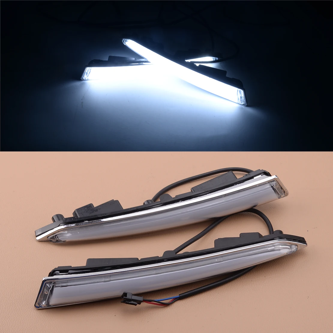 

12V 2pcs LED DRL Daytime Running Driving Light Turn Signal Fog Lamp Fit For Ford Kuga Escape 2013 2014 2015 2016