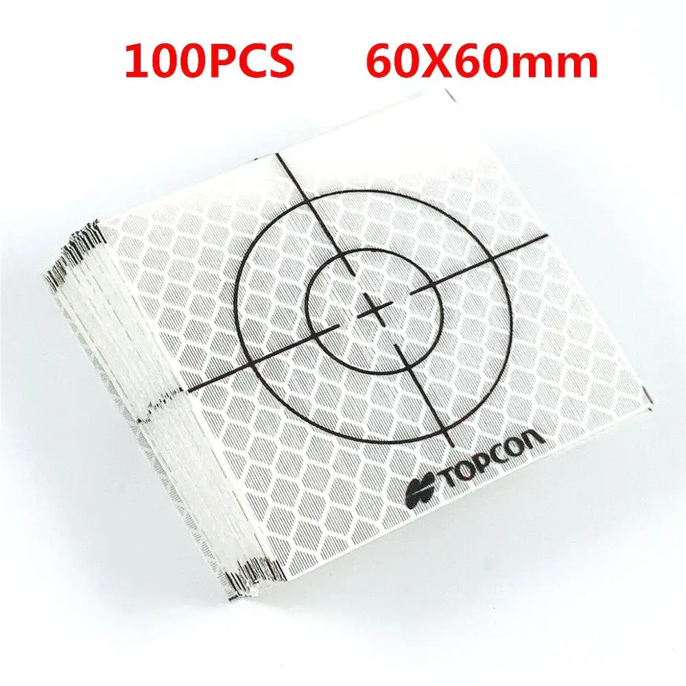 

100pcs Brand New Topcon Reflector Sheet Size 60*60 mm 50 40 30 20 mm Reflective Tape Target For Surveying Total Stations