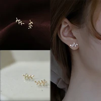 european style gold earrings jewelry sweet for women simple olive branch leaf